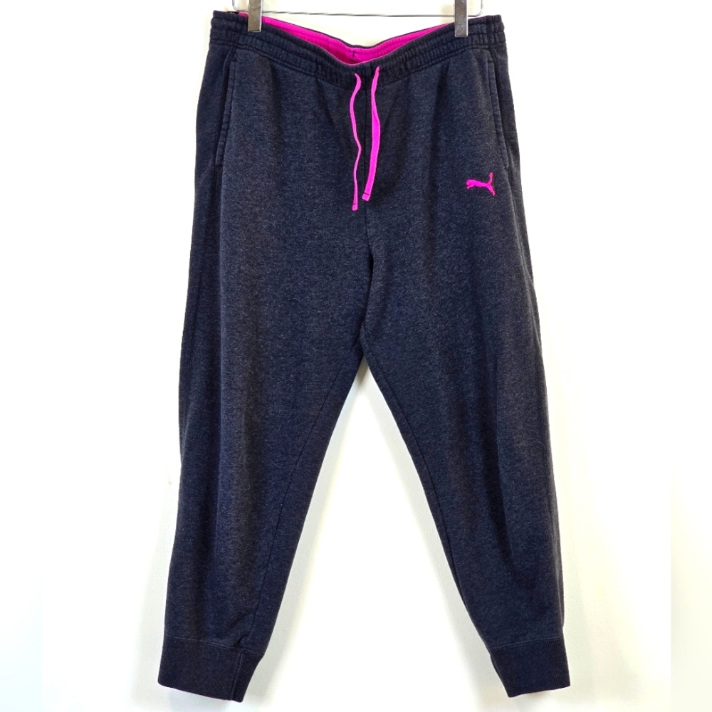 Puma Sweatpants Dark Gray With Pink Details Size Large